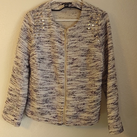 Alfani Blazer w/ Embellished Shoulders & Zip Up - Picture 2 of 7